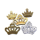 JulieWang 24pcs Mixed Vintage Style Alloy Ramdon King Crowns Pendants Findings Crafts Charms