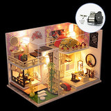 WYD Wooden Miniature Doll House Kit DIY Scenery Building Model 3D Puzzle Present Give Family and Friends Birthday Wedding Gift Father's Day Love