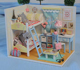 By Teddy Youth Ever Miniature Children's Bedroom Model DIY Dollhouse Project Kit | Includes Lights and Furniture (Unassembled)