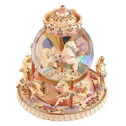 YOUDirect Rotate Music Box Carousel Crystal Ball Snow Globe with Castle in The Sky Tune and Light