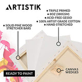 Artistik Stretched Canvas - Artist Quality Acid Free Triple Primed Gesso Stretched Canvases Quality Art Paint Supply (Pack of 8-8" x 8")