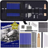Drawing Pencils Set（34-piece） - Sketching, Graphite, and Charcoal Pencils. Includes 50 Page Sketch Pad, Kneaded Eraser, Blending Stump with case，Art Kit and Supplies for Kids, Teens, and Adults.