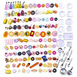 150Pcs Miniature Food Drink Bottles Adults Dollhouse Soda Pop Cans Pretend Play Kitchen Cooking Game Party Accessories Toys Hamburger Cake Ice Cream Pizza Bread Tableware Doll House Landscape Party