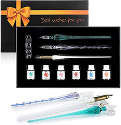 S-BBG 3 Glass Calligraphy Pens Crystal Glass Dip Pen and Ink Set Art Supplies for Signatures, Beginners Journaling Lettering Drawing Gift Decoration