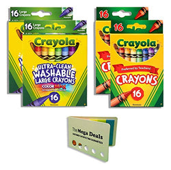 Crayola Large Washable Crayons 16 Pack - 2 Packs | Crayola Classic Color Crayons 16 Pack - 2