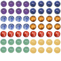 LPBeads 100PCS 8mm Natural Mixed Chakra Beads Round Loose Gemstone for Jewelry Making with Crystal Stretch Cord