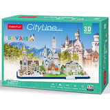 CubicFun 3D Puzzle for Adults Kids Bavaria Cityline Building Model Kits Collection Toys Gift for Men and Women, Neuschwanstein Castle, New Town Hall, and Linderhof Palace 178 Pieces