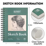 BATKEV 5.5 X 8.5 inches Sketchbook 2 Pack 100 Sheets, Thick Drawing Paper Sketch Drawing Paper Sketch Pad, Art Paper for Drawing and Painting for Kids