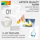 Watercolor Paint Set with Video Tutorials, 24 Vivid Colors, 18 Page Tutorial Pad and 15 Page Blank Pad, Brushes and Palette. Paint and Progress Fast with Chromatek