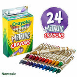 Crayola Metallic Crayons, 24Count, Multi, 4.5" x 2.8" x 1.1" (528815)