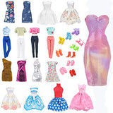 E-TING Lot 15 Items = 5 Sets Fashion Casual Wear Clothes/Outfit with 10 Pair Shoes for Girl Doll Random Style (Casual Wear Clothes + Short Skirt)