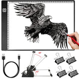 Femont ®Portable A3 LED Tracing Light Box with Scale,Art Light Pad Light Table with Detachable Stand&4Clips,Adjustable Brightness,USB Power,Ultra-Thin Copy Board for Diamond Painting,Drawing,Sketching