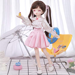 BJD Dolls Full Set, BJD Doll Girl 1/6 BJD Doll Two-Dimensional Cartoon Anime Action Full Set Figure SD Doll + Clothes + Shoes + Wig + Makeup