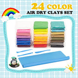 Kilpkonn Air Dry Clay, 24 Colors Modeling Clay with Play Mat & 3 Sculpting Tools, Soft & Safe & No Baking, Ideal Arts and Crafts Gift for Kids (24 Clays)