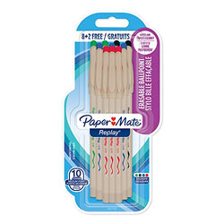 Paper Mate 2027762, 1.0 mm Replay Erasable Ballpoint Pen, Medium Point, Assorted Colors, Pack of