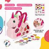 Little Jupiter Pet Plush Bag Purse Set with 18pc Removable Patch Set & Pink & Rainbow Details - Unicorn Stuffed Animals for Girls - Cute Plushie - Cute Toy Plushies - Girls Toys - Age 4 - 5 - 6 - 7