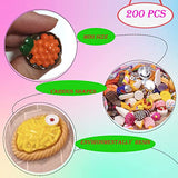 200pcs Miniature Food Drinks for Dollhouse Mini Toys Doll House Kitchen Play Mixed Resin Dollhouse Accessories forHamburger Bread Ice Cream Cake Tableware Party