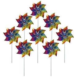 In the Breeze Best Selling Rainbow Whirl Pinwheel - Bright Blended Rainbow Design - Mylar Material - 8 Piece Bags