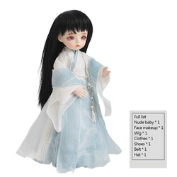 1/6 Bjd Doll 26cm 10.2 Inches Sd Doll Hanfu Doll Ball Joint Doll Action Full Set of Pictures + Makeup + Clothes + Wig + Shoes