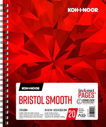 Koh-I-Noor Bristol Smooth Bright White Paper Pad with In and Out Pages, 270 GSM, 9 x 12", Side