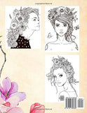 Alluring Portraits - Beautiful Women Coloring Book: Amazing Young Beauty, Gorgeous Girls With Flowers - Face Sketches