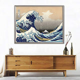 5D DIY Diamond Painting Kits for Adults, Great Wave Off Kanagawa Ukiyo-e, Round Full Drill Diamond Arts Cross Stitch Posters Craft Home Wall Decor (17.7 x 13.8 in)