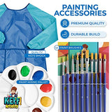 KEFF Creations Acrylic Paint kit for Kids – 32 Piece Art Set, Washable Acrylic Paint – nontoxic, canvases, Tabletop Easel, Paint Brush Set, Water Basin and Child Smock, Complete Paint Set for Kids