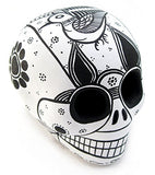 Luso Trading Company Day Of The Dead Sugar Skull, Handpainted Ceramic Decoration Figurine (White)