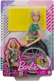 Barbie Fashionistas Doll #165, with Wheelchair & Long Blonde Hair Wearing Tropical Romper, Orange Shoes & Lemon Fanny Pack, Toy for Kids 3 to 8 Years Old