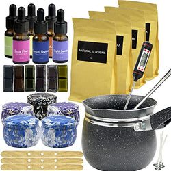 Candle Making Kits - Candle Making Starter Sets, DIY Gift for Mom - Include Soy Wax Flakes, Floral Travel Tin, Non Stick Melting Pot, Candle Making Instruction, and Scent & Color and Other Supplies