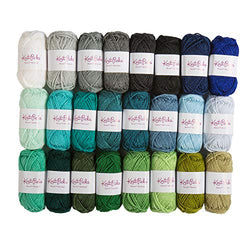 Knit Picks Brava Mini Pack Worsted Premium Acrylic Yarn - 24 Pack (25 Gram Minis, Blues)