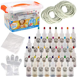 Klever Kits DIY Tie Dye Kits (32 Colors) with Storage Box Including Gloves, Rubber Bands and Table Covers, Tie Dye Kit Craft for Creative Fabric Party, Creative Group Activities