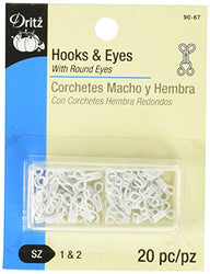 Dritz White Hooks & Eyes 2/Pkg-Size 1 & 2