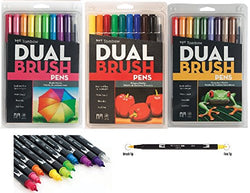 Tombow Dual Brush Pen Art Markers with Primary, Bright and Secondary Colors.