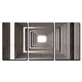 wall26 - 3 Piece Canvas Wall Art - fine Image 3D of Concrete Tunnel and lateral Lights, Abstract Background - Modern Home Art Stretched and Framed Ready to Hang - 24"x36"x3 Panels