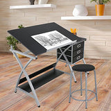 Nova Microdermabrasion Adjustable MDF Drafting Table Art & Craft Drawing Desk Art Hobby Folding w/Stool and Drawer