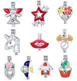 10pcs Mix Angel Heart Star Unicorn Dragon Enamel Cute Pearl Bead Cages Locket Scent Aromatic