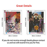 2 Pack DIY 5D Diamond Painting Kits,CCOZN Clown Witch Full Drill Halloween Diamond Painting for Beginner Adults Rhinestone Numbered Diamond Arts Home Wall Decor, 11.8 X 15.8inch