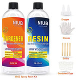 NIUB Epoxy Resin Crystal Clear Kit – 39 oz for Jewelry, Countertop, Bar Top, Tabletop DIY Art Crafts Casting and Coating – UV Resistant and Food Safe – Fast Curing 2 Part Resin Kit