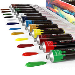 GOTIDEAL Acrylic Paint Set, 12 Colors/Tubes(23ml, 0.77 oz) Non Toxic Non Fading,Rich Pigments for Artist, Hobby Painters, Adults & Kids, Ideal for Canvas Wood Clay Fabric Ceramic Crafts