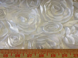 Mesh Backed Satin Petal Rosette White 56 Inch Fabric By the Yard (F.E.)