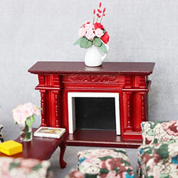 Gilroy 1:12 Dollhouse Miniature Furniture Room Wooden Vintage Fireplace Model Mini Living Room Furniture Decor