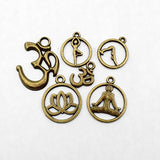 100g (about 75pcs ) Craft Supplies Mixed Yoga OM OHM charms Pendants Beads Charms Pendants for