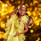 Barbie Signature 1977 Superstar Christie Classic Doll Reproduction (11.5-in Brunette) with Twisting Waist & Legs, Wearing Yellow Gown, Gift for Collectors