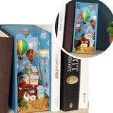 WYD DIY Book Stand Series Mini Book House Book Shape Box Three-Dimensional Assembled Miniature Dollhouse Puzzle Toy with Dust Cover for Children's Birthday Learning Gift (hot air Balloon)