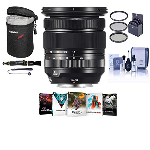 Fujifilm XF 16-80mm F4.0 R OIS WR (Weather Resistant) Lens - Bundle with 72mm Filter Kit, Lens Case Medium, Cleaning Kit, Capleash, Lens Cleaner, PC Software Package