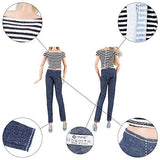 E-TING 5 Set Doll Clothes Casual Wear Outfit 5 Tops 5 Trousers Pants for 11.5 inches Girl Doll