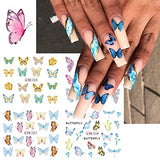 KTAABTR Butterfly Nail Art Stickers Decals Water Transfer Design Butterfly Patterns Nail Stickers Nail Supply Black Pink Blue Color Butterflies Nail Decals for Women Girls DIY Manicure Decoration