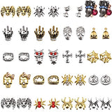 TEEKME 40pcs Different 20 Style Gold Vintage Nail Charms Cross Pumpkin Jewels Spider 3d Skull Alloy Jewelry for Halloween Nail Art Decoration Accessory Set