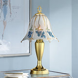 Blue Flower Shade 18" High Touch On-Off Accent Table Lamp